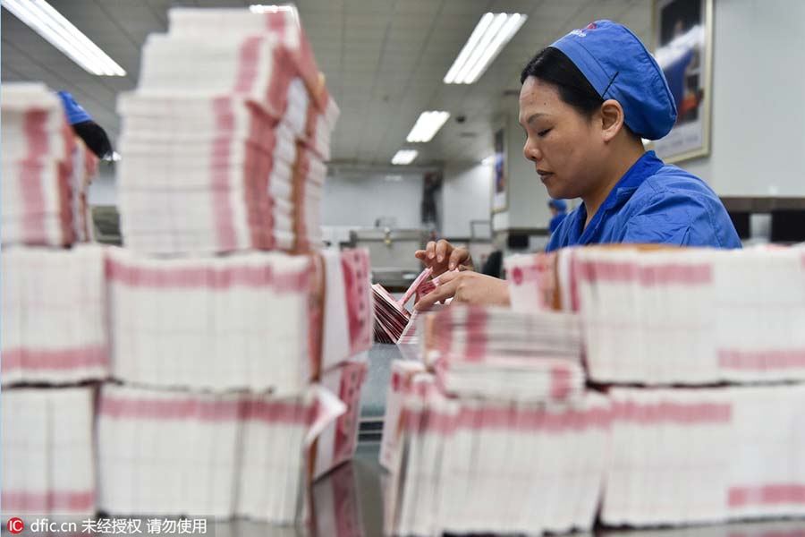 Close-up view of money-printing company