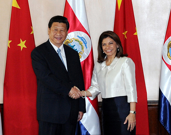 Chinese, Costa Rican presidents discuss co-op Chinese, Costa Rican presidents discuss bilateral co-op