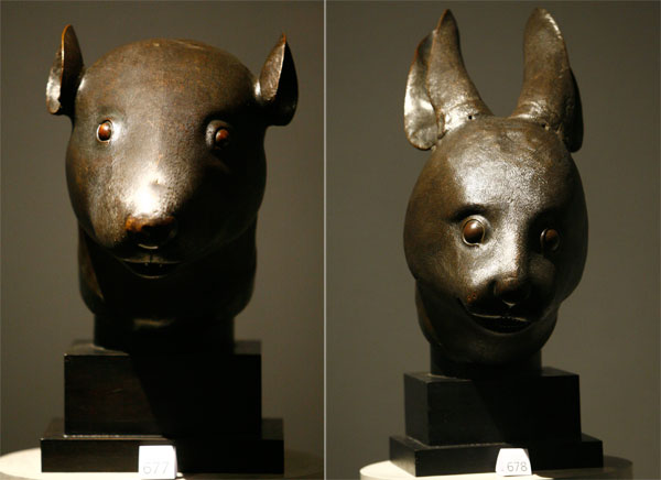French billionaire Francois-Henri Pinault will return the bronze rabbit (left) and rat fountainheads to China. Relics to be returned