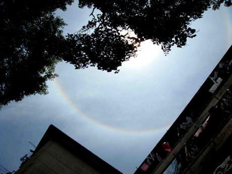 福州市上空突現(xiàn)日暈奇觀 專家稱實(shí)屬少見