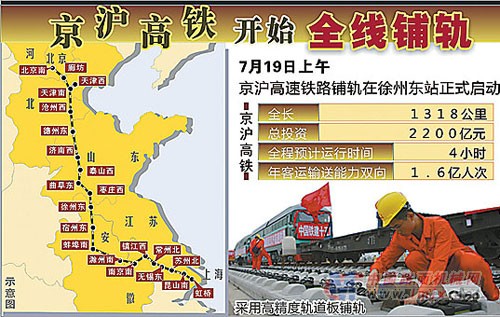 京滬高鐵6月9日至19日將全線試運行(圖)