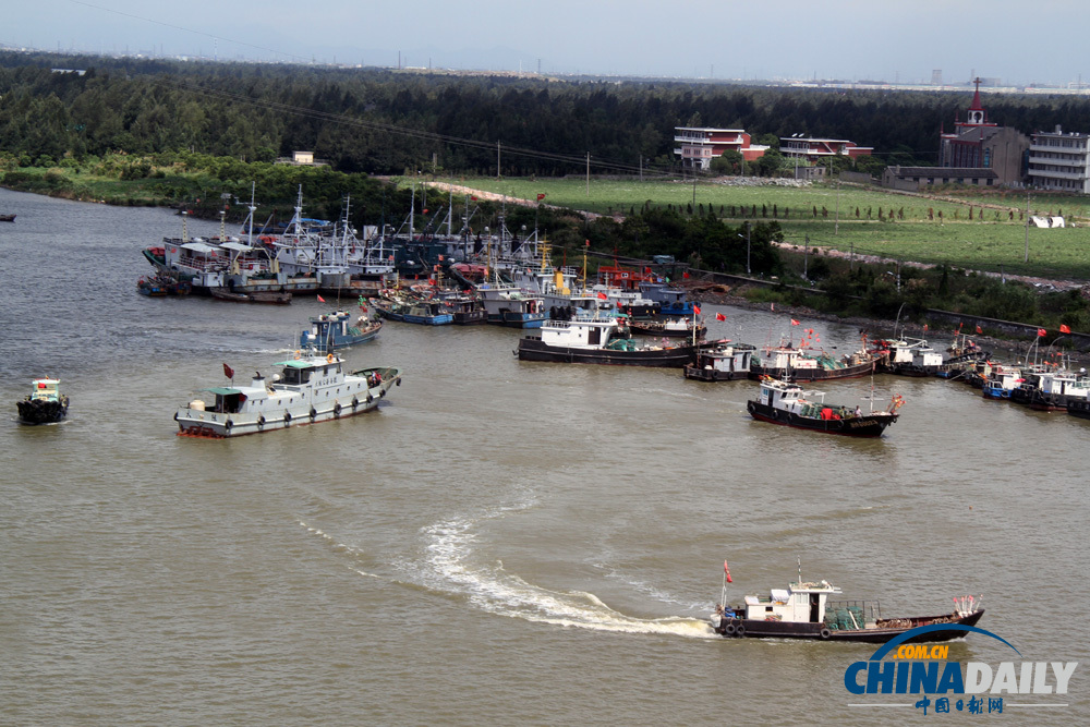 浙江臺(tái)州：“蘇力”退去 漁船齊出閘
