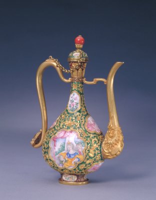 金胎鏨胎琺瑯嵌畫琺瑯執(zhí)壺