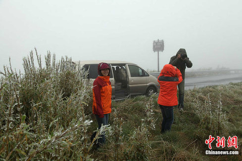 湖北神農架因持續降溫出現冰凌景象