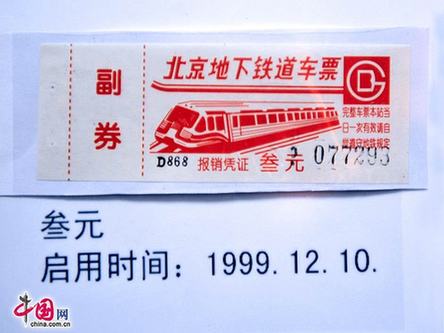 圖說(shuō)北京地鐵票近半個(gè)世紀(jì)的演變