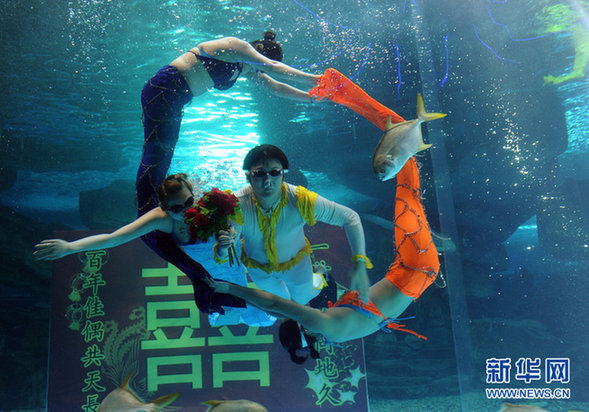 濟南：海底婚禮 見證別樣的“?？菔癄€”