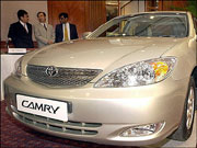 The Toyota Camry is seen during a launch in Bangalore in 2002.