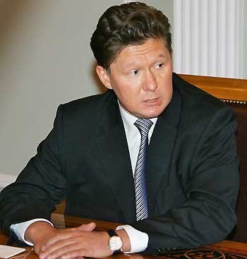 Chief executive of Russian gas monopoly Gazprom, Alexei Miller, speaks during a meeting of the Security Council at the presidential residence in Novo-Ogaryovo near Moscow December 31, 2005.