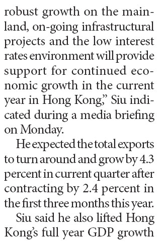 Hong Kong's Q2 economic growth tipped to rise: HKU