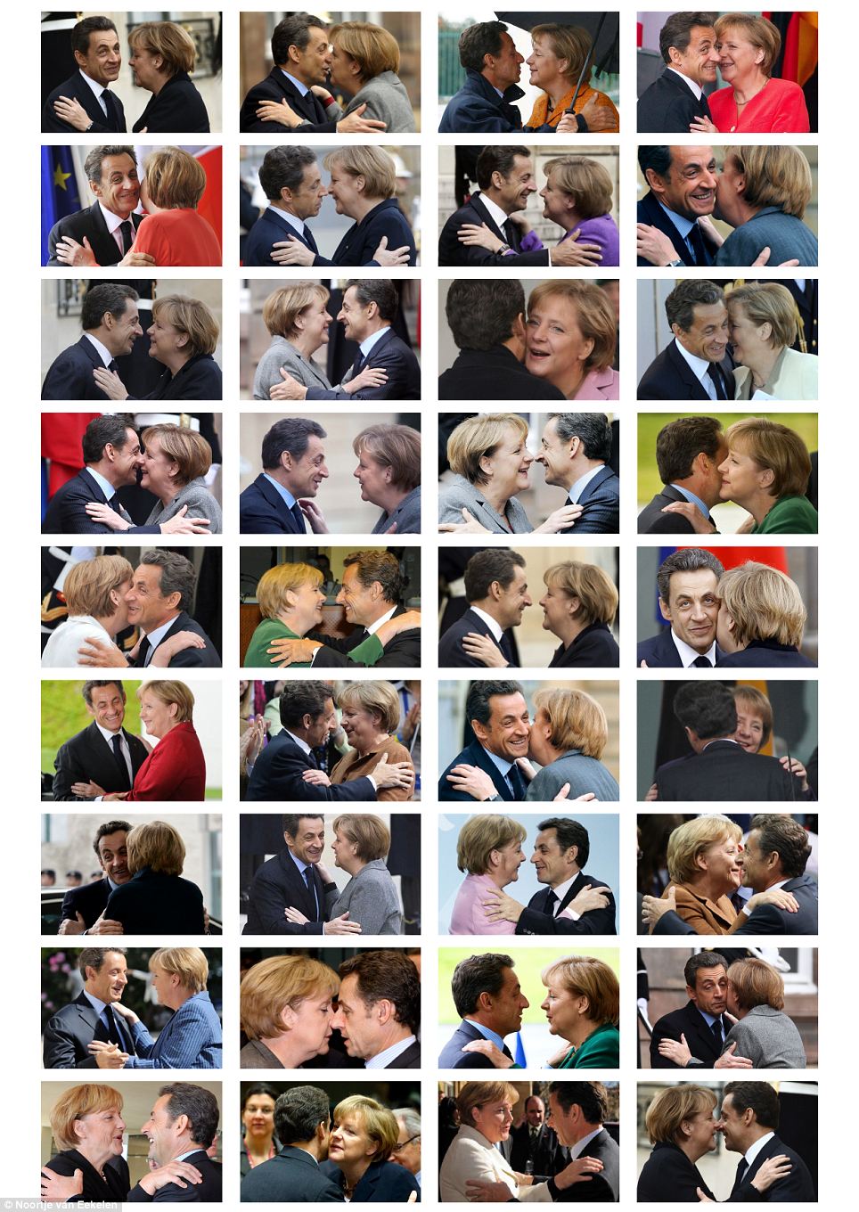 默克爾的五彩衣櫥:藝術家將50張德總理著裝圖拼成“潘通色卡”