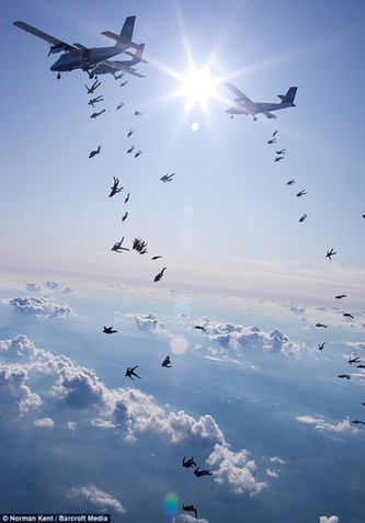 108位好漢5000米高空跳傘 手牽手頭朝下破世界紀錄