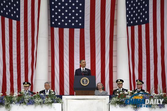 美國陣亡將士紀念日：奧巴馬前往公墓獻花圈