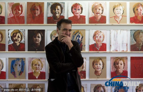 默克爾“小清新照”現身柏林藝術博覽會（組圖）