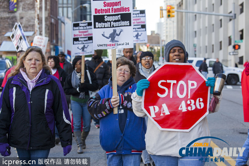 底特律破產案至今無解 市民游行抗議政府賴賬（圖）