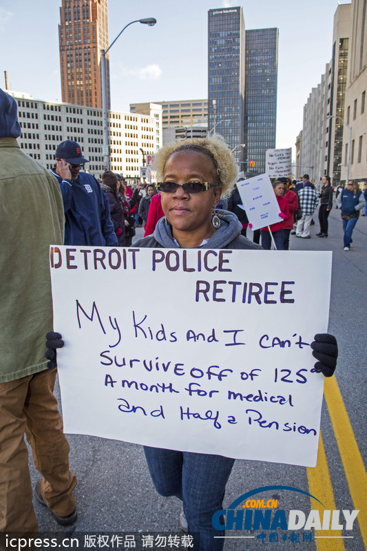 底特律破產案至今無解 市民游行抗議政府賴賬（圖）
