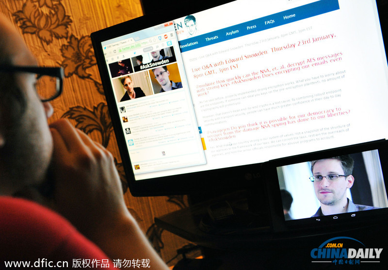 斯諾登在線問答 自稱難獲公正審判拒絕返美