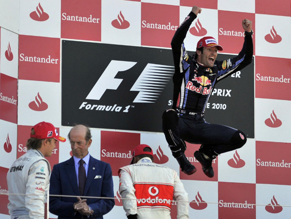 紅牛車隊車手韋伯奪得F1英國大獎賽冠軍