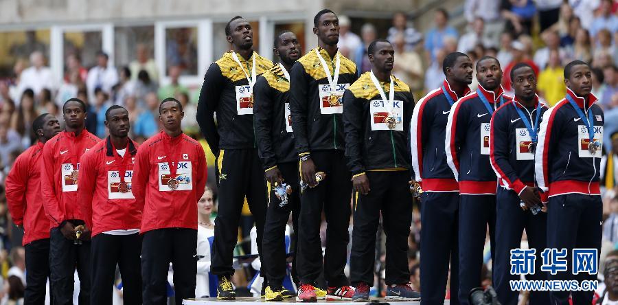 田徑世錦賽：牙買加隊力拼美國 獲男子4X100米接力冠軍